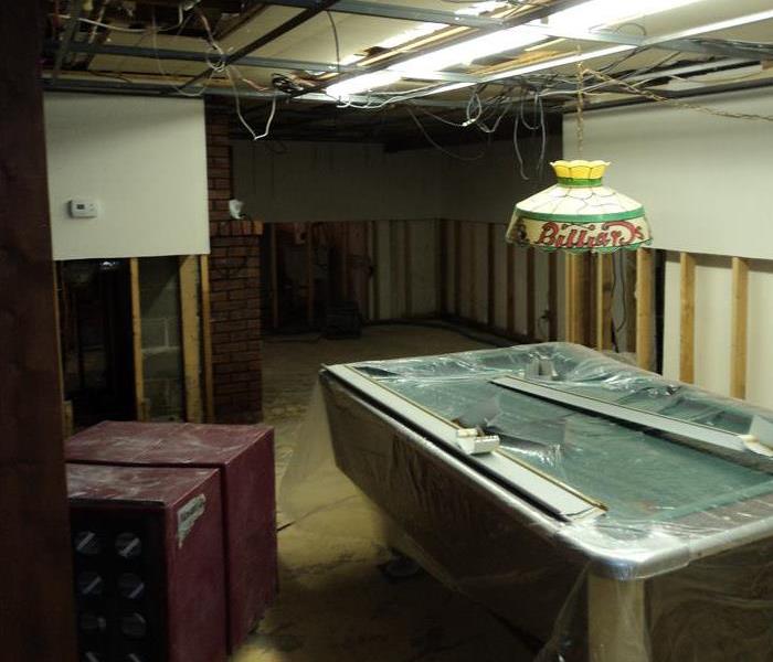 Basement water damage after